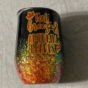 Glittered epoxied steam-less steal wine glass